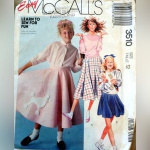 McCall's Pattern #3510 Learn to Sew for Fun Girl's Skirt and Applique UnCut 1988